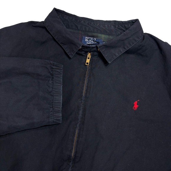 Polo Ralph Lauren Harrington Jacket Mens XXL Navy Blue Plaid Lined USA Made Vtg